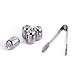 CHEER Premium Stainless Steel Whiskey Stones Gift Set of 4, Stainless Steel Reusable Ice Cubes Chilling Stones with Tongs for Whiskey Wine7717-W202-012