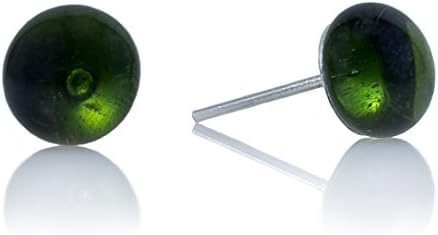 Recycled Glass Ball Stud Earrings by Moneta Jewelry (Green)