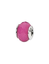 Sterling Silver Fuchsia Quartz Stone Charm for 3mm Bracelets