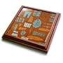 Retro 50s Atomic Tiki Print Bronze Turquoise - 8x8 Trivet With 6x6 Ceramic Tile