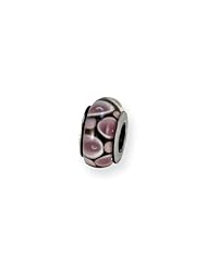 Black and Purple Dotted, Glass Charm for 3mm Charm Bracelets