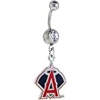 Major League Baseball Logo SILVER Double GEM Belly Ring - Los Angeles Angels of Anaheim