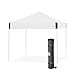 E-Z UP Pyramid Instant Shelter Canopy, 10' x 10' with Wide-Trax Roller Bag & 4 Piece Spike Set, White