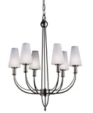 Forecast F144016 Sleek 6 Light Single Tier Chandelier in Gun Metal with Etched glass