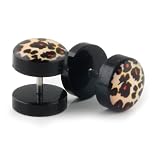 Acrylic Leapord Print Fake Plugs - 16g bar - 7mm diameter