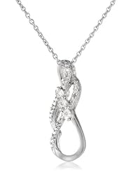 Sterling Silver Diamond Accent Twist Pendant Necklace (.02 cttw, I-J Color, I2-I3 Clarity), 18"