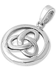 Sterling Silver Christian Trinity Pendant Gift Catholic Charm Pure 925 New 18mm with 0.8mm Snake Chain