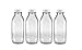 The Dairy Shoppe 1 Qt Glass Milk Bottle with Cap. 4 Pack Square Style 32 Oz