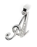 INITIAL PENDANT W/CZ STERLING SILVER .925 Letter A
