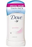 Dove Anti-Perspirant Deodorant, Powder 2.6 oz, Twin Pack