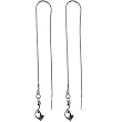 BABY PHAT Silver Tone THREADER Drop CAT Dangle Earrings