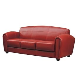 Contemporary Red Leather Sofa