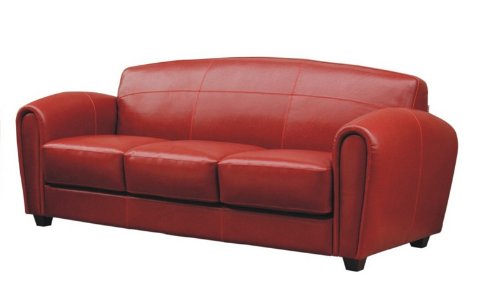 Contemporary Red Leather Sofa