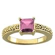 14K Yellow Gold Pink Tourmaline and Diamond Ring