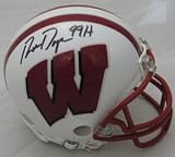 Ron Dayne Autographed/Hand signed Wisconsin Badgers Mini Helmet with 99 H Inscription