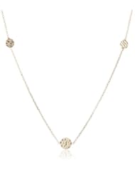 14k Italian Yellow Gold Hand Diamond Cut Station Necklace, 17"