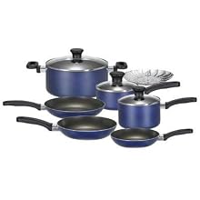 T-Fal Banquet Non-Stick 10 Cookware Piece Set Blueberry