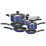T-Fal Banquet Non-Stick 10 Cookware Piece Set, Blueberry