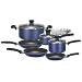 T-Fal Banquet Non-Stick 10 Cookware Piece Set, Blueberry