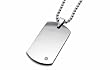 Tungsten Carbide Dog Tag with CZ 22" bead chain