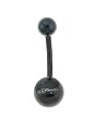 Genuine Ed Hardy Anodized Black Belly Ring - "Ed Hardy" Logo - 14 Gauge - 5mm & 8mm Balls - Sold Individually