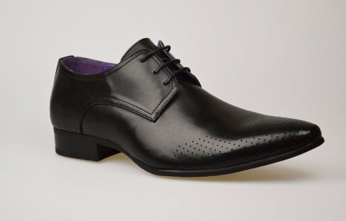 Mens Smart Fashion Black / Brown / Grey Leather Formal Lace Up Brouge Shoes UK Size 6 7 8 9 10 11 (UK 6 (40), Black)