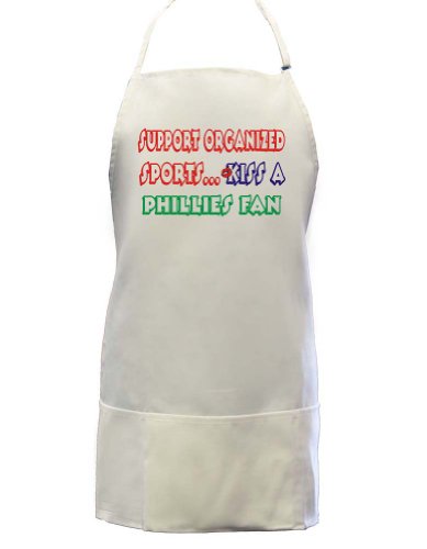 Support Organized Sports Kiss A PHILLIES Fan Full Length Apron with Pockets WHITE