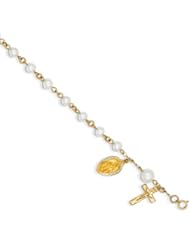 14k 4.0-4.5mm Cultured Pearl Rosary Bracelet, Best Quality Free Gift Box Satisfaction Guaranteed