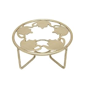 Stainless Steel Gingerbread Tea Warmer with Built-in Candle Holder by KNG America