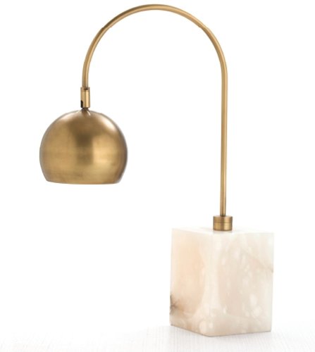 Arteriors 49930 Jana Brass and Marble Adjustable Desk Lamp Vintage Brass and Snow Marble