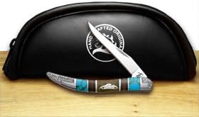 CASE XX YELLOWHORSE Hot Rod Car Hard Wood Red Jasper Turquoise 1/1 Toothpick Pocket Knife Knives