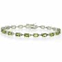Sterling Silver Genuine Peridot Oval Stone Link Tennis Bracelet