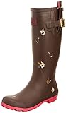 Joules Welly Print Dark Brown Chicken Women's Rain Boots (7 B(M) US)