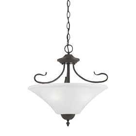 Thomas Lighting Sl8253-63 Elipse Three-Light Convertible Semi-Flush/Pendant, Painted Bronze