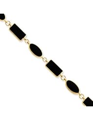 14k Gold 7in Diamond-cut Fancy Etched Heart Bracelet