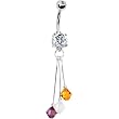 Purple Gold White Crystal Sports Team Belly Ring