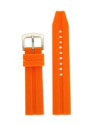Watch Band Silicone Rubber Heavy Orange Strap Waterproof Stainless Buckle 22 millimeters