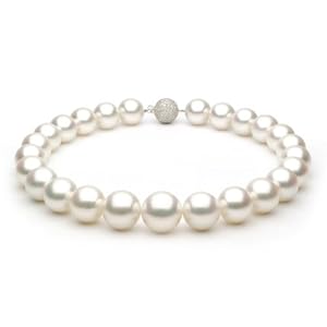 White South Sea Cultured Pearl Necklace - 15-18mm, AA+ Quality, Solid 14k Gold, Princess & Matinee Lengths - 16, 18, 20, 22 Inches Available w/ 22 Inch - Solid White Gold Clasp