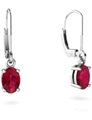Created Ruby 14kt White Gold Lever Back Earrings