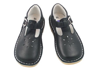 L'Amour Girls T-Strap Mary Janes Black Leather School / Dress Shoes