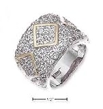Sterling Silver 11mm Pave CZ Slightly Tapered Ring - Size 10.0
