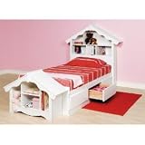 Dollhouse Headboard Storage Bed with Matching Footboard Cubbie /Twin Size