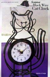 Sculpted Black Wire Cat Clock