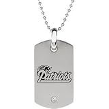 Stainless Steel New England Patriots Logo Dog Tag Necklace