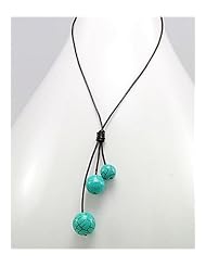 Leather Turquoise Necklace In 92.5 Sterling Silver