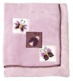 Lambs and Ivy Luv Bugs Plush Blanket with Applique Blanket, Plum