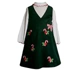Girls 2pc Holiday Candy Cane Faux Wrap V-neck Corduroy Jumper Dress Set ~ Size (5-6x)