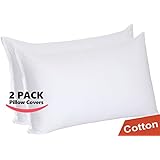 Cotton Zippered Anti-Microbial Pillow Cases White - 2 Pack King Size (20 by 36 inches) Pillow Encasement Protects from dust mite, Bed Bugs and allergens - By Utopia Bedding