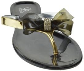 Dulce 36 Jelly Bow Flip Flop Comfort Flat Sandals Black