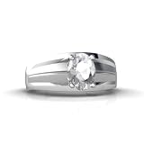 14K White Gold Genuine Oval White Topaz Men's Ring